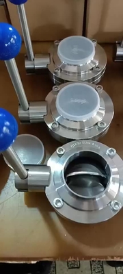 Valvola a farfalla manuale sanitaria su misura prezzo franco fabbrica della maniglia di tirata di DN125 DN150, valvola a farfalla di acciaio inossidabile SS304&316